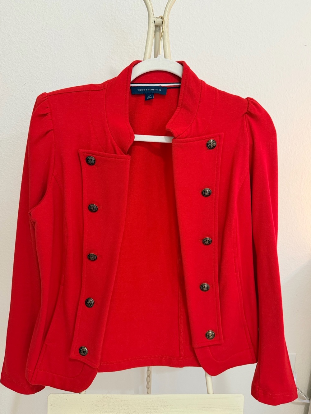 Tommy Hilfiger Women's Red Military-Style Blazer Jacket